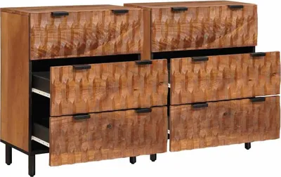 Produktbild von vidaXL Sideboard 2 pcs Akazienbraune Oberfläche 60 x 33 x 75 cm