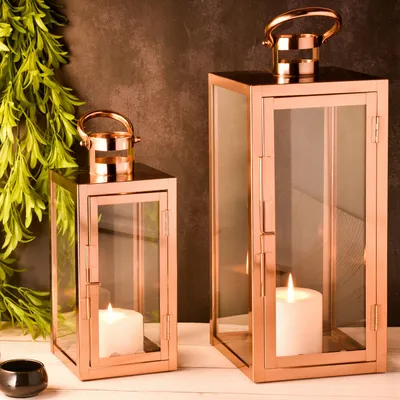 Productafbeelding van Set van 2: Scandinavisch design, balkonwindlicht, tuinflitser, Marra, koper