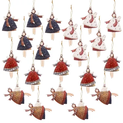 40 Holz-Engel-Anhänger für Weihnachtsbaum, 4 Designs, 8 cm