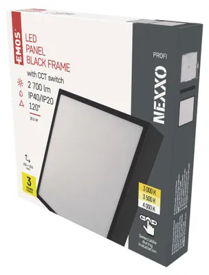 LED svítidlo NEXXO černé, 30 x 30 cm, 28,5 W, teplá/neutrální bílá