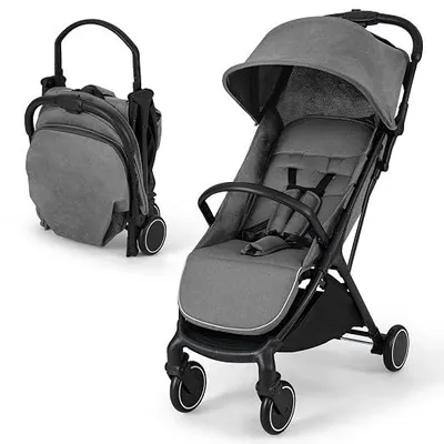 Imagen del producto de Cochecito plegable Silecomplaza, cochecito para bebés con respaldo ajustable, cochecito con función de reclinación, cochecito de viaje ligero para bebés de 0 a 3 años, con una capacidad de carga de 15 kg