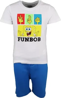 Produktbild von Spongebob Schwammkopf Kinder kurzarm Pyjama Schlafanzug – Blau / 110