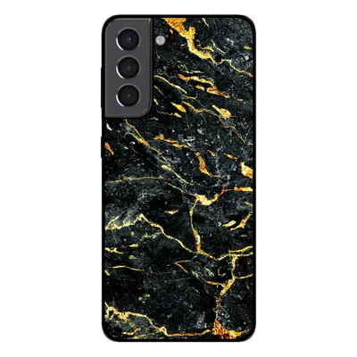 Produktbild von Smartphonica Handytasche für Samsung Galaxy S21 mit Marmordruck - TPU Rückseite Abdeckung Fall Marmor Design - Gold Schwarz