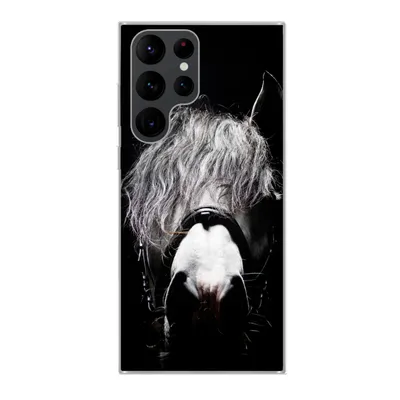 Produktbild von MuchoWow® Handyhülle Schutzhülle Hülle für Samsung Galaxy S22 Ultra Pferd - Porträt - Schwarz - Weiß Silikon Softcase Handy Hülle - Abbildung