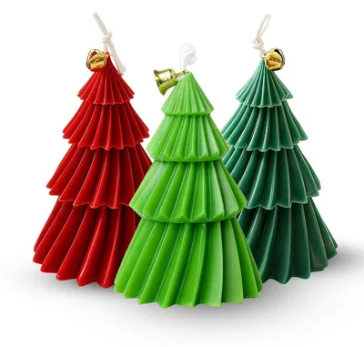 Immagine prodotto di Set di 3 candele natalizie, candele profumate, cera di soia, schema di colori rosso e verde