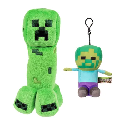 Produktbild von Minecraft Plüsch-Bundle: Creeper Kuscheltier 20 cm + Zombie Anhänger 15 cm – Original Lizenzartikel – Geschenk für Fans