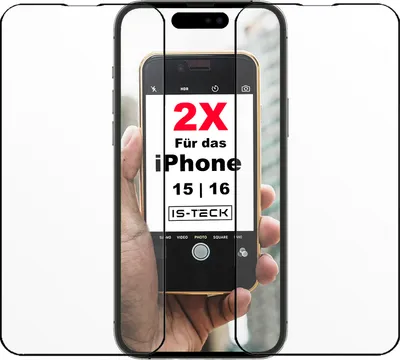 Produktbild von 2x Für iPhone 15 16 Full Cover Panzer Schutz Glas Displayschutz Glas 9H Mit Schwarzem Rand
