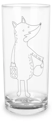 Produktbild von Mr. & Mrs. Panda Glas Fuchs Laterne 400 ml - Transparent - Geschenk, Trinkglas, Wasserglas, Tumbler, Longdrinkglas, Selbstbewusst, Sankt Martin, Cocktailglas