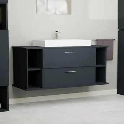 Produktbild von Garlivo Waschbeckenunterschrank GLA-120 Anthrazit mit Schubladen, Badezimmer Waschtischunterschrank hängend , Breite 120 cm, Soft-Close, Push-to-Open/ Tip-On