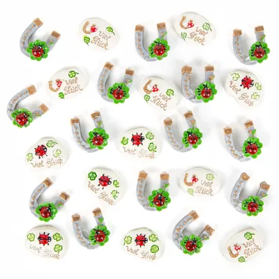 Produktbild von 26 kleine Mini Glücksbringer - Hufeisen und Glückssteine - 2 cm