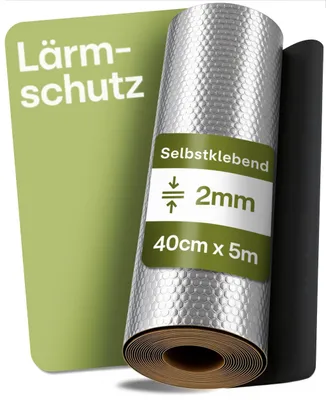 Produktbild von Praknu Alubutyl Auto Dämmung 2mm – 40 × 500 cm Selbstklebende Anti Dröhn Matte – Schallschutz für eine Leisere Kabine und Bessere Akustik – Für KFZ