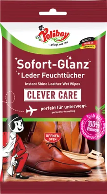 Produktbild von Poliboy Reinigungstücher Leder Sofort Glanz - Inhalt 10 Stück, Reinigung Pflege