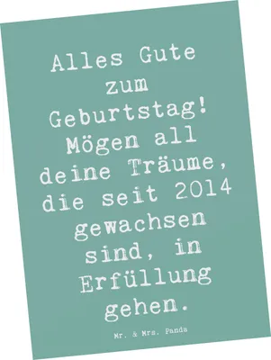 Produktbild von Mr. & Mrs. Panda Postkarte Spruch 2014 Geburtstag Wünsche - Meeresbrise - Geschenk, Geburtstagsgeschenk, Ansichtskarte, Postkarten, Ansichtskarten, Fotokarte, Geburtsjahr