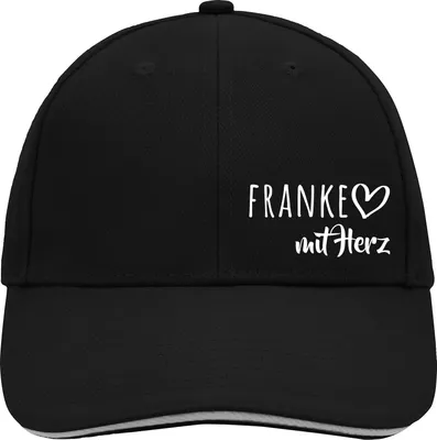 Produktbild von Huuraa Cappy Mütze Franke mit Herz Black/Light Grey Baumwolle 6-Panel Kappe Geschenkidee