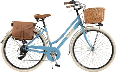 Produktbild von Via Veneto by Canellini Fahrrad Citybike Frau Aluminium mit Korb und Tasche - Blau 46