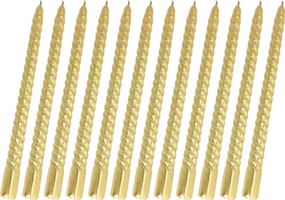 Produktbild von Gedrehte lange Kerze, Sojawachs, rauchfreier metallischer Kerzenhalter für Hochzeitsfeier, Gold