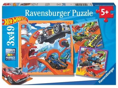 Obrázok produktu pre Ravensburger - Puzzle Hot Wheels 3x39 elementów - Oficjalny Produkt Oryginalny