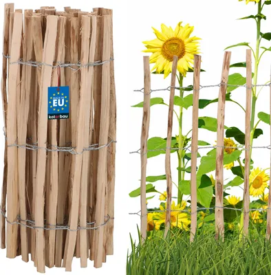Produktbild von KOTARBAU® Staketenzaun Rollzaun Gartenzaun zum Stecken Beetzaun 0,8x5 m Beeteinfassung Staketenabstand 7-8 cm Holzzaun für Garten Sichtschutz Zaun