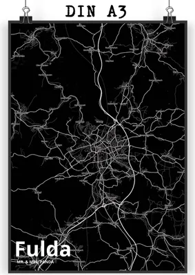 Produktbild von Mr. & Mrs. Panda Bild Fulda DIN A3 - Geschenk, Stadt, kunstdruck poster, Wandbild, drucke, Dorf Karte Landkarte Map Stadtplan, wanddeko