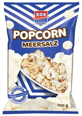 Zdjęcie produktu dla XOX popcorn sól morska klasyczny solony chrupiący lekki w smaku 100g