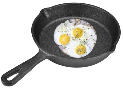 Gusseiserne Pfanne 16 cm, rund, für Induktion und Ofen