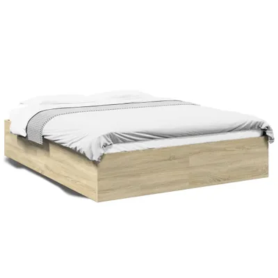 Produktbild von vidaXL Bettgestell Sonoma-Eiche 150x200 cm Holzwerkstoff