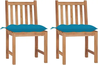Produktbild von 2 Gartenstühle aus massivem Teakholz mit Kissen