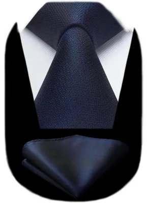 Image de Ensemble de cravates pour hommes avec mouchoir de poche, couleur bleu marine