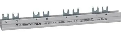 Zdjęcie produktu dla Szynoprzewód fazowy Hager 2P z połączeniami widełkowymi. 10mm² KDN263AZ