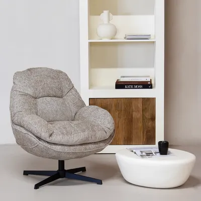 Produktbild von Drehsessel Taupe - Sitzhöhe 50cm - Sessel Leonne