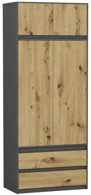 Obrázek produktu pro Skříň šatna s nástavcem 90x234 cm FRAMIRE B-9-NTIP antracit mix artisan
