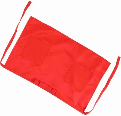 Image de Tablier de cuisine de couleur unie avec nœud papillon et deux poches rouge