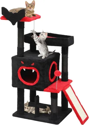 Produktbild von Katzenhaus Katzenkratzbaum Spooky Castle mit Höhle, Sisal und Rampe , Gothic-Design, Katzenhöhle, Sisalstämme, Liegeflächen, Kletterrampe