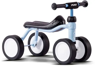 Immagine prodotto di Bicicletta senza pedali Puky a 4 ruote PUKYLINO blu retrò con imbottitura sul manubrio, dai 12 mesi in su 3038