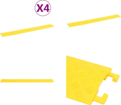 Produktbild von vidaXL Kabelbrücken 4 Stk. 98,5 cm Gelb - Kabelschutzrampe - Kabelschutzrampen - Kabelschutz - Kabelschützer