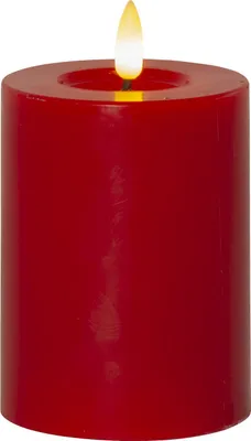 Produktbild von Stumpenkerze Flow rot Timer Echtwachs flackernd H 12cm Ø 7,5cm