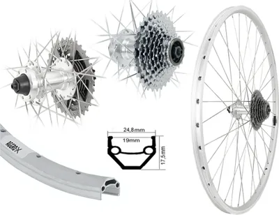 Produktbild von AGGRO-X 28 Zoll Alu Hinterrad 19-622 Laufrad V-Profil Disk 6-Loch Felgenbremse inkl. 9 Fach Zahnkranz 27 Gang