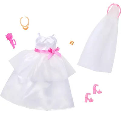 Produktbild von Barbie -Mode, Set mit Braut-Outfit für -Puppe am Hochzeitstag, Puppenkleid, 3 Jahr(e), 25 g
