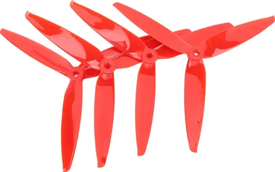 Image de 4 hélices à 3 pales 7040 en polycarbonate, rouges – légères et résistantes aux chocs – pour drones de course FPV de 7 à 8 pouces