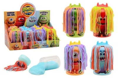 Produktbild von Johntoy Monster Putty Spielzeug - 8 Crazy Hair Monsters Display