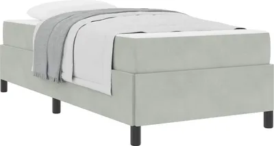Produktbild von Bettrahmen mit Matratze Hellgrau 80 x 200 cm Stoff