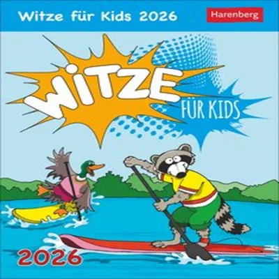 A cartoon illustration of a raccoon and a duck on paddleboards in the water, with a comic-style title and year.