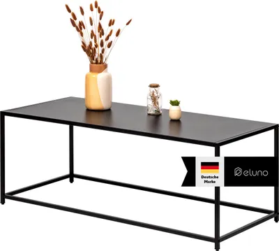 Produktbild von eluno Couchtisch im Industrie-Design aus schwarzem Metall 110 x 41 x 35 cm