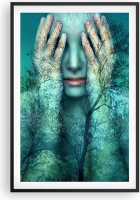 Produktbild von Gerahmtes Poster - Schwarzer Rahmen - Frau Natur Grafik - 61x91,5 cm - Wand Bild - Wanddeko - Wandbilder - Kunstposter - Wandposter - Bilderrahmen - Bilder - Kunstdruck - Wandbild - P2BPA61x91-4254