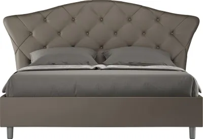 Produktbild von ITYHOME - Gepolstertes Bett mit Lattenrost 160x210 mit Kunstlederbezug Cappuccino Langre