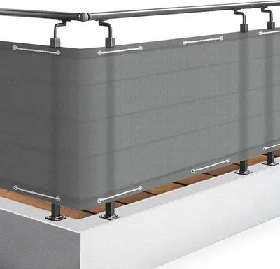 Image de Pare-vent de balcon 90 x 300 cm - Pare-vent avec œillets et cordon - Protection de balcon en PES