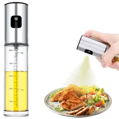 Produktbild von Essig- & Ölspender, Ölsprühflasche, Ölsprüher, Ölspender, Ölflasche, (100ml, 6er-Set), Olivensprüher, mit Ölpinsel, Reinigungsbürste, Trichter, Clip