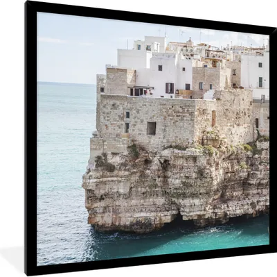 Produktbild von MuchoWow® Gerahmtes Poster Italien - Küste - Felsen 40x40 cm - Poster mit Schwarzem Bilderrahmen Wandposter Rahmen Foto Bilder - Mit Rahmen - Wanddekoration Schlafzimmer
