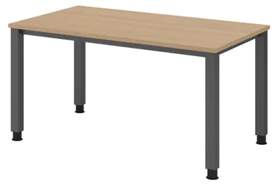 Produktbild von bümö Schreibtisch Serie-Q - Gestell: Graphit, Nachbildung: Eiche, Größe:  140 x 80 cm