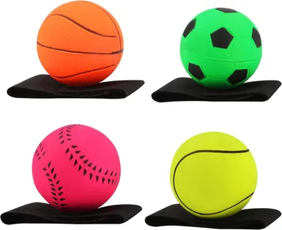 Imagen del producto de Pelotas de goma con cinta, de 6 cm de diámetro, paquete de 4 unidades, juguete para niños y adultos